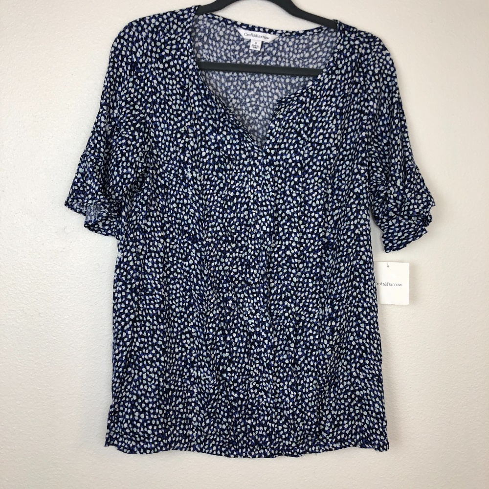 NWT Croft & Barrow Ruffle sleeve top size S